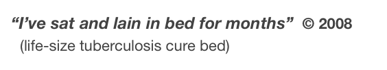 “I’ve sat and lain in bed for months”  © 2008    (life-size tuberculosis cure bed)